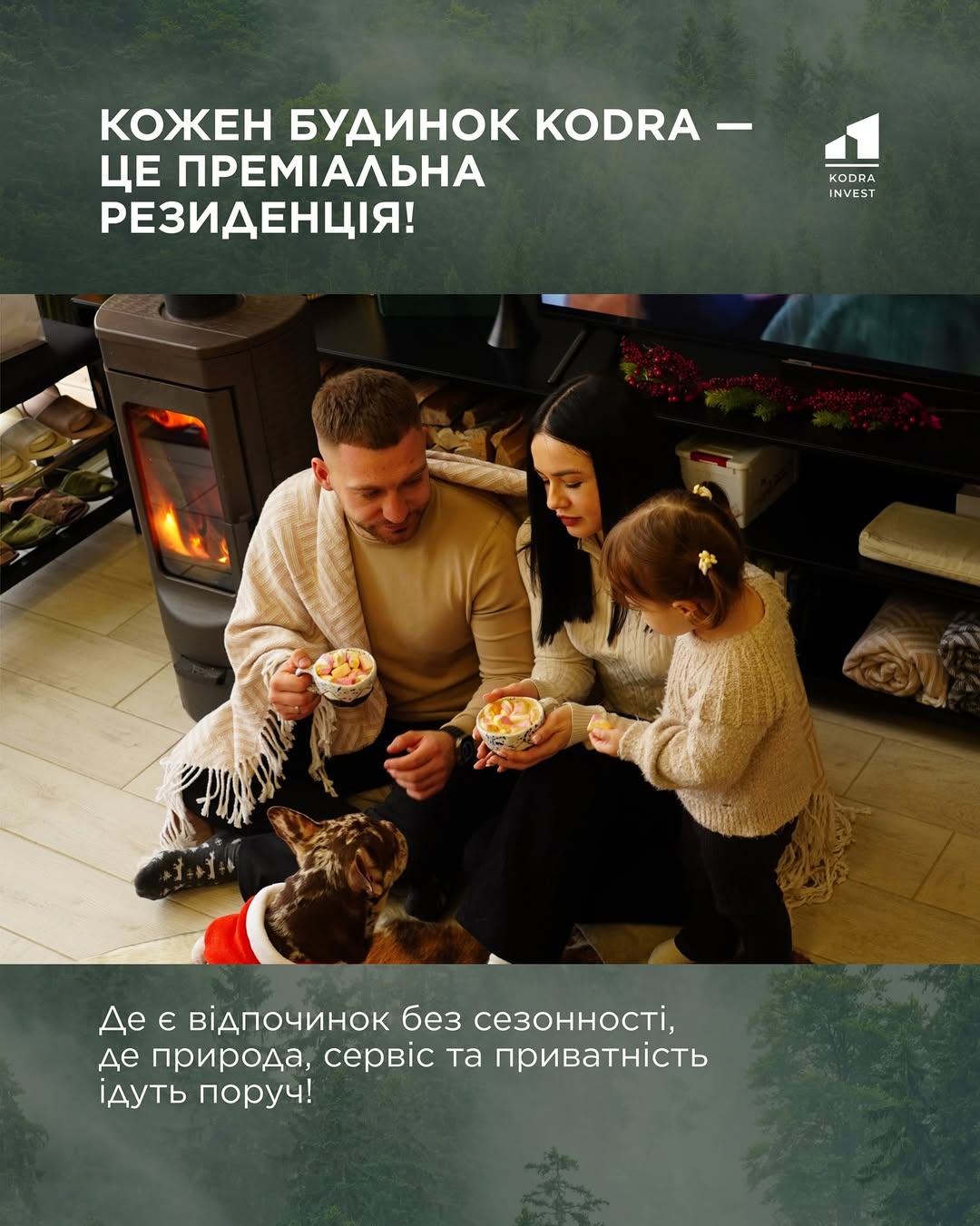 Камін у будинку KODRA